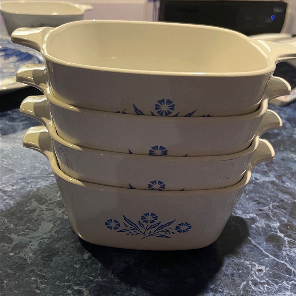 Set of 4‎ Blue Cornflower Baking Dishes